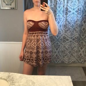 Strapless Tribal Patter Roxy Summer Mini Dress